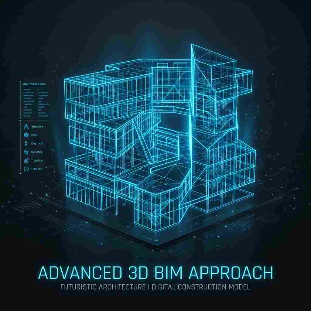 Flusso di lavoro BIM con modello 3D di edificio su monitor