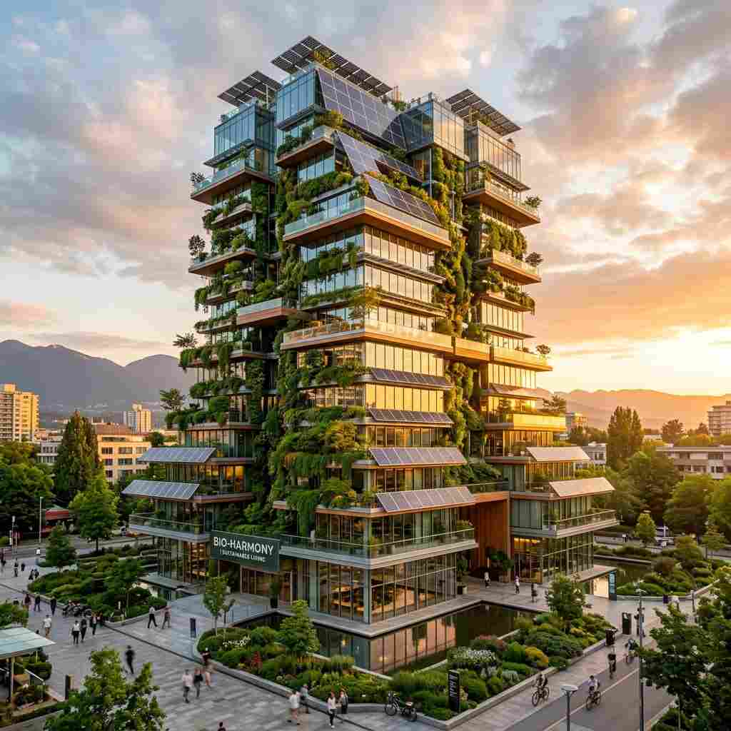 Edificio riqualificato energeticamente con pannelli solari e isolamento